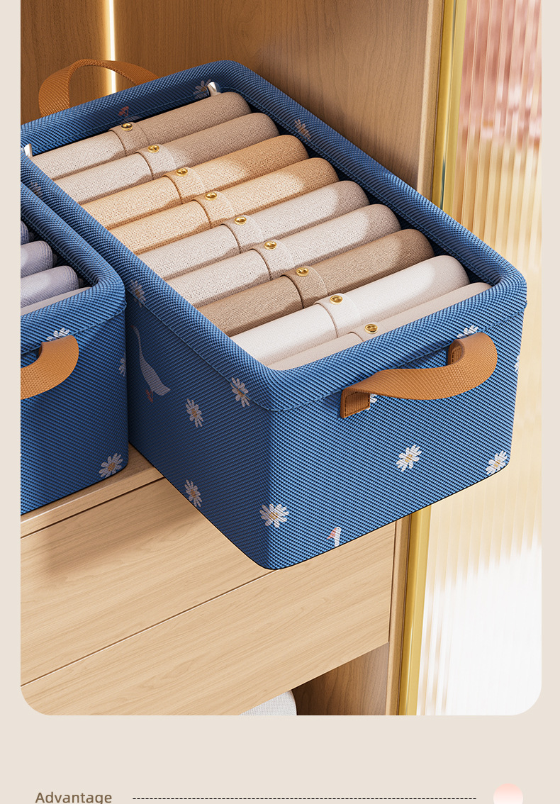 Clothing storage box, household living room and dormitory storage basket, wardrobe storage box, clothes and pants storage box, fabric organization box pic 5