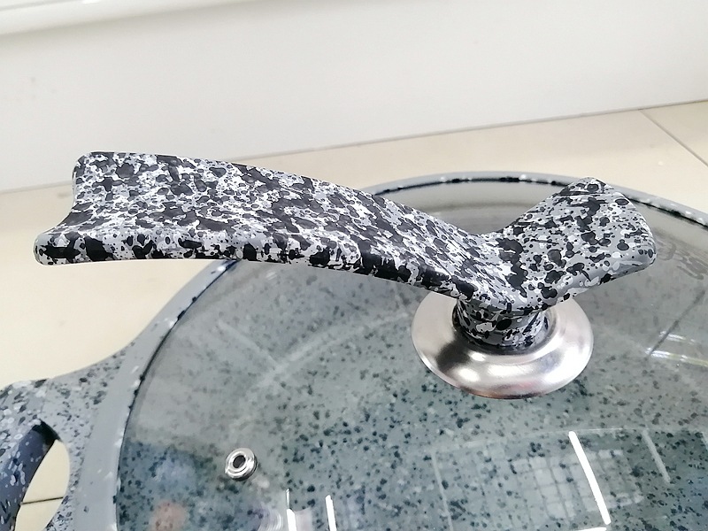 Double-ear double-bottom granite cast aluminum wok, flat pan, hot pot, multi-functional pot, induction cooker, gas universal WOK pic 5