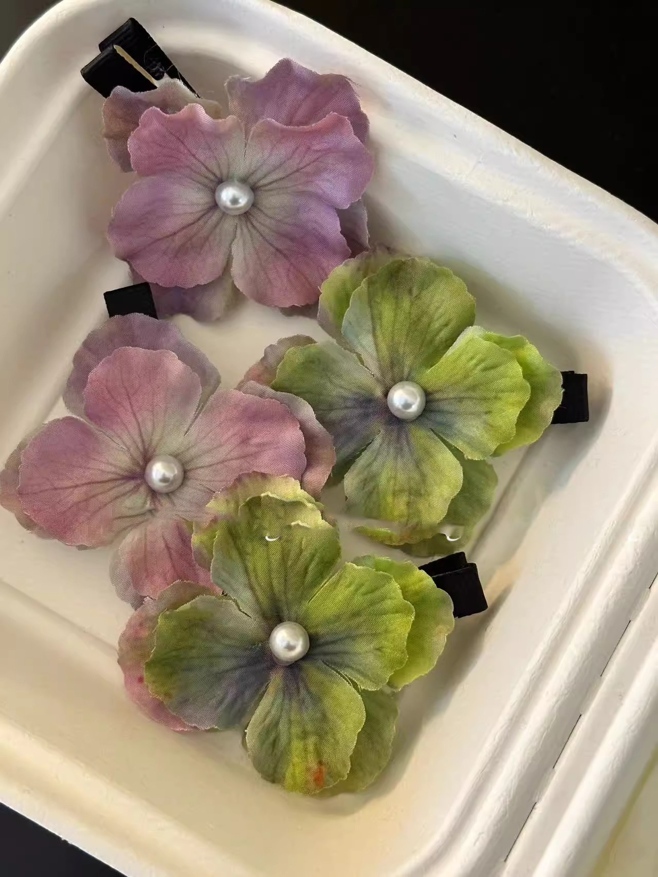 油画绣球花发夹女仿真花朵发夹边夹侧边碎发神器气质头花头饰发饰详情5