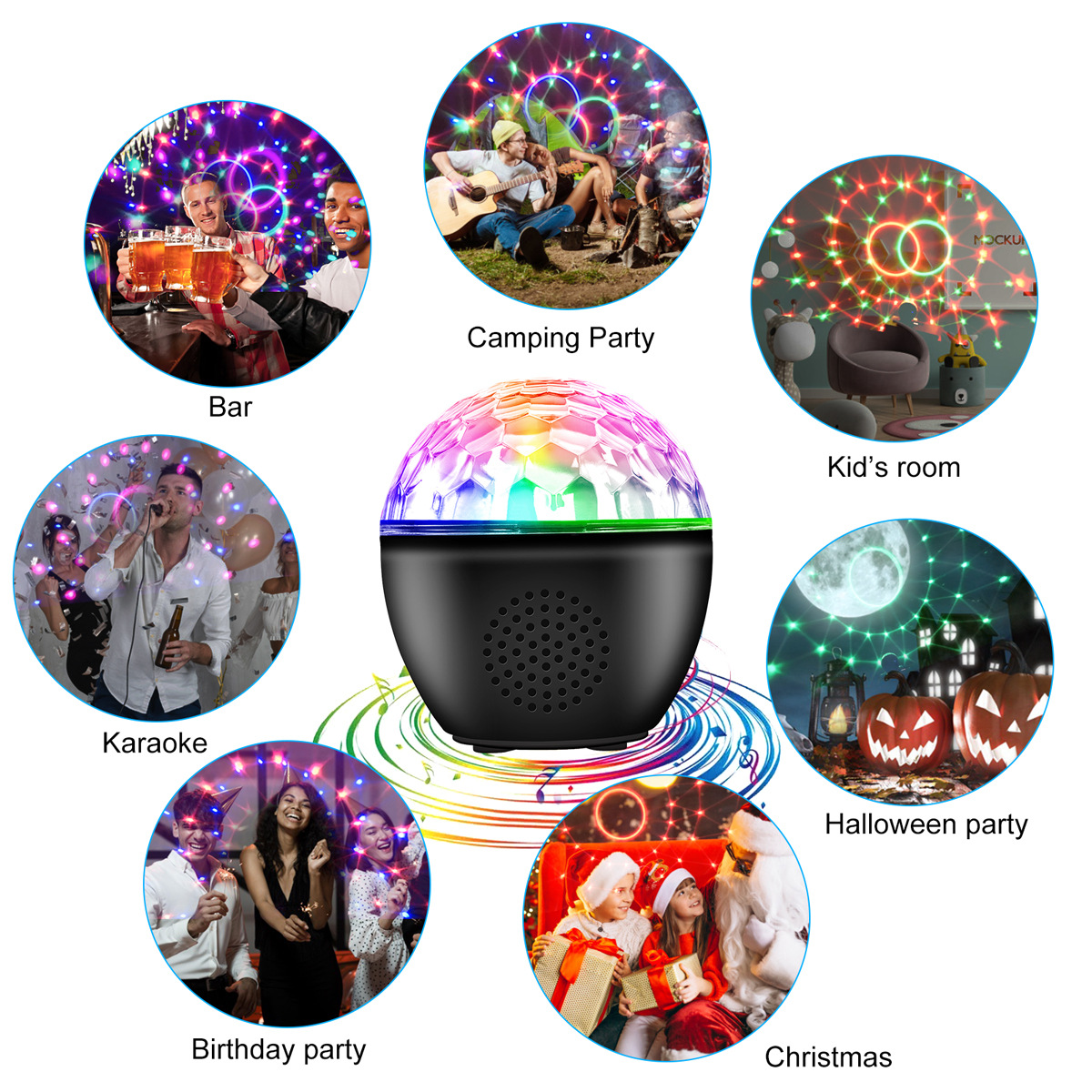 Bluetooth magic ball light, LED stage with sound box, crystal disco party, disco atmosphere, projection gift pic 6