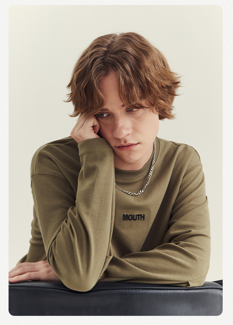 APO男装|2024秋季新款男士长袖T恤潮流宽松刺绣圆领打底衫男上衣详情11