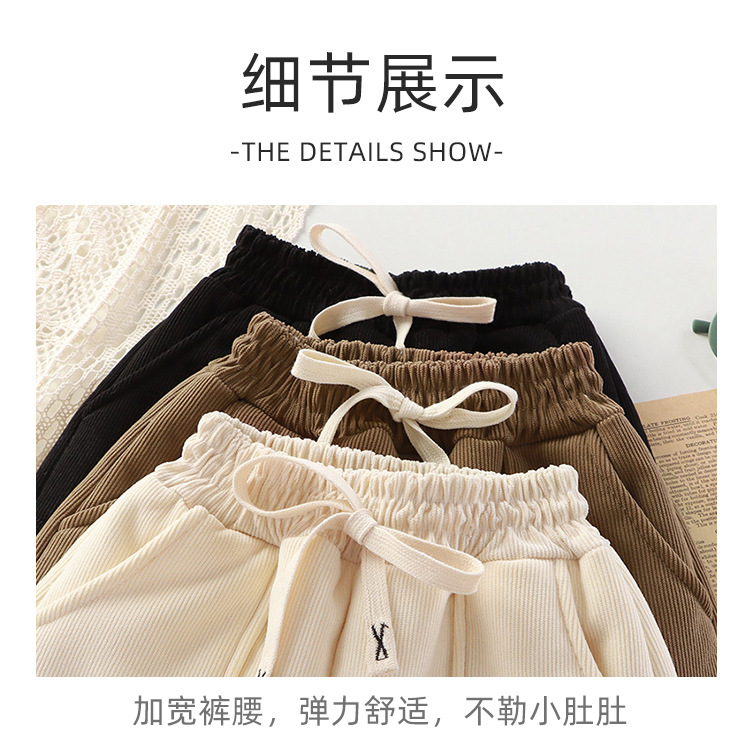 儿童加绒裤子冬季新款特厚欧棉绒中大男童女童灯芯绒长裤一件代发详情14