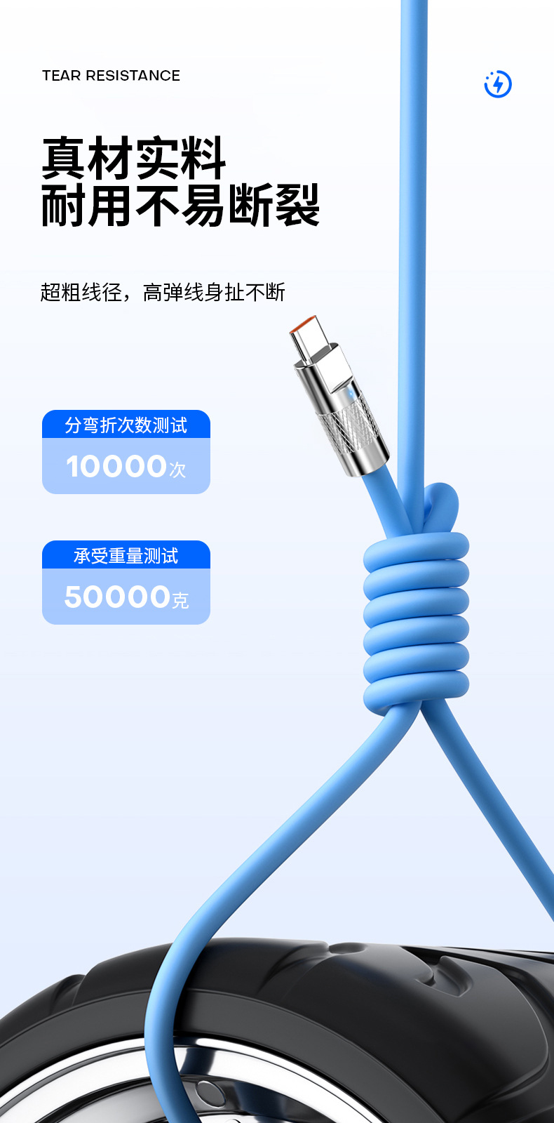 锌合金6A超级快充Type-C数据线加粗极客线适用华为安卓苹果充电线详情8