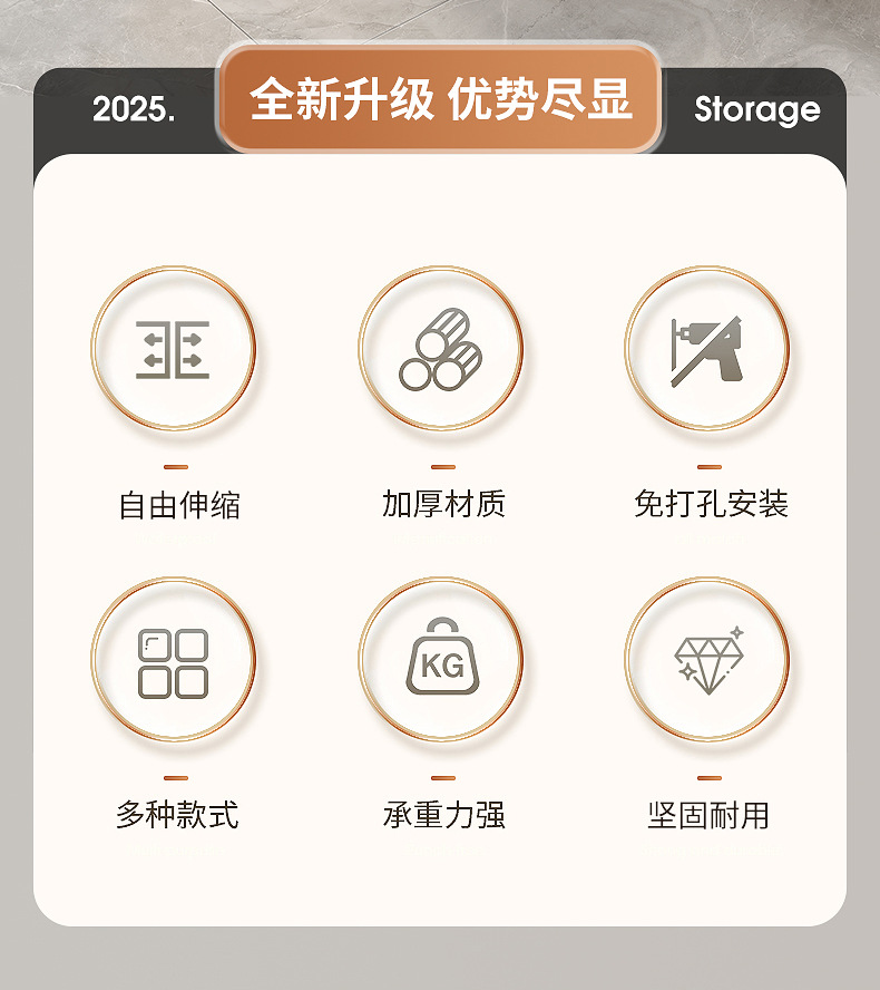 新款浴室洗脸盆收纳架下置物架卫生间整理空间悬挂盆架批发厨卫五金卫浴置物架详情2