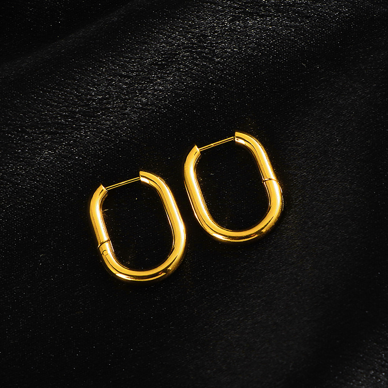 Basic style ear buckles, new fashionable and trendy European and American ins style hammered pattern earrings, titanium steel non-fading earrings and ear rings pic 8