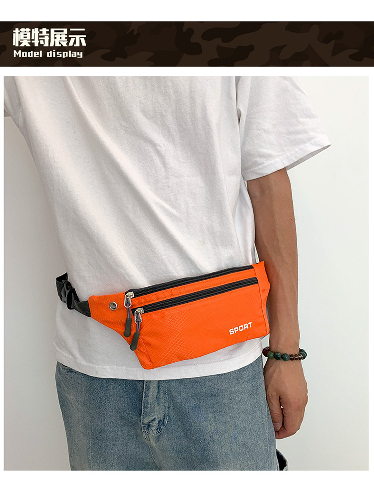 Outdoor fashion running casual sports waist bag, invisible crossbody sports crossbody bag, checkered close-fitting mobile phone waist bag pic 9