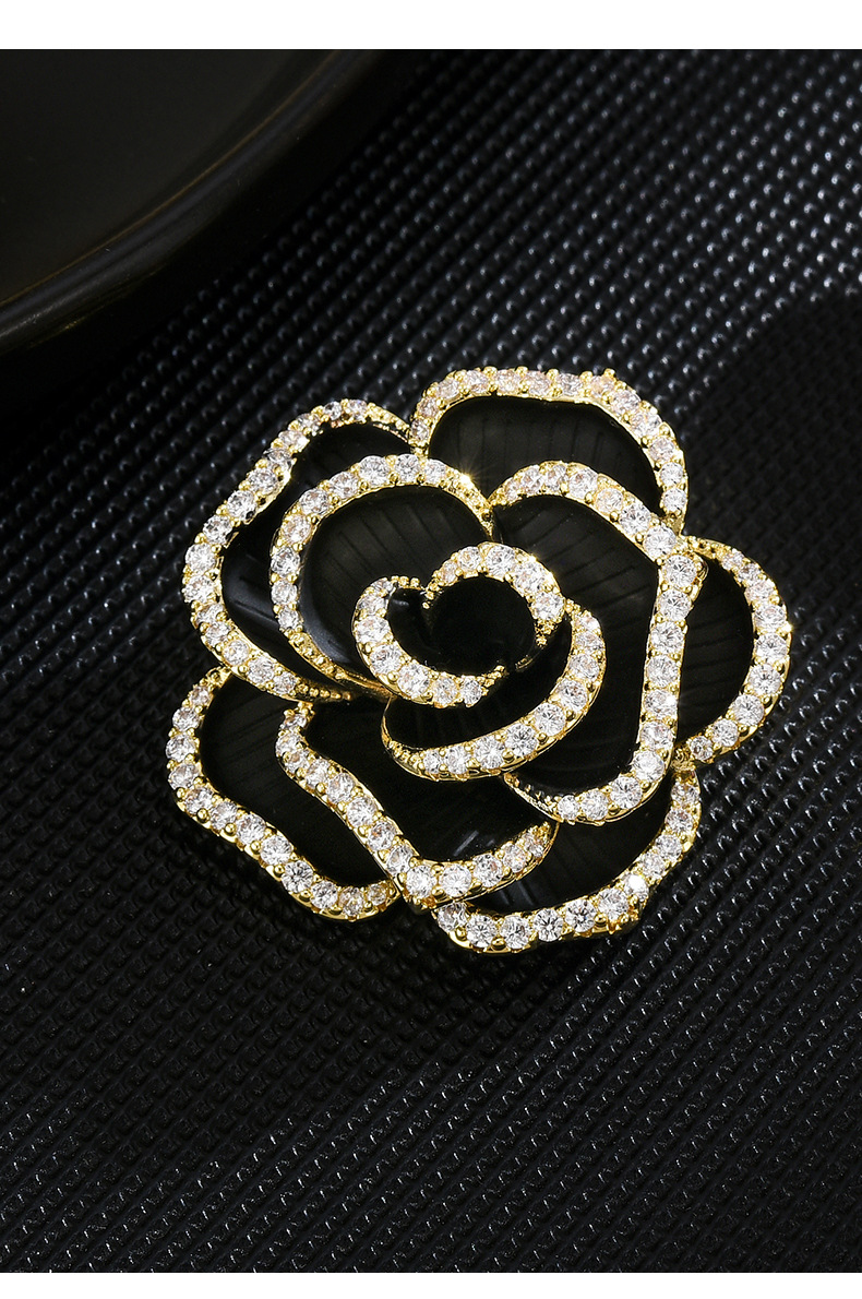 新款轻奢山茶花胸针高档女设计感小众气质复古胸花小香风别针配饰详情7