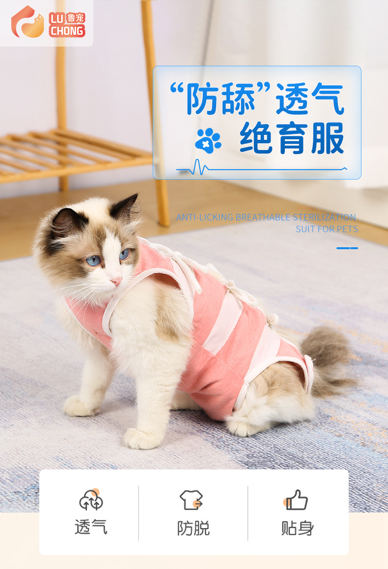 狗狗猫咪绝育服防脱防抓术后透气断奶服可调节猫衣服宠物绝育服详情1