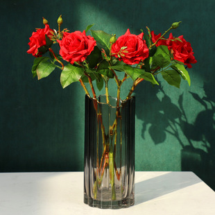 手感保湿仿真玫瑰花酒店家居客厅装饰假花Artificialflower大红详情9