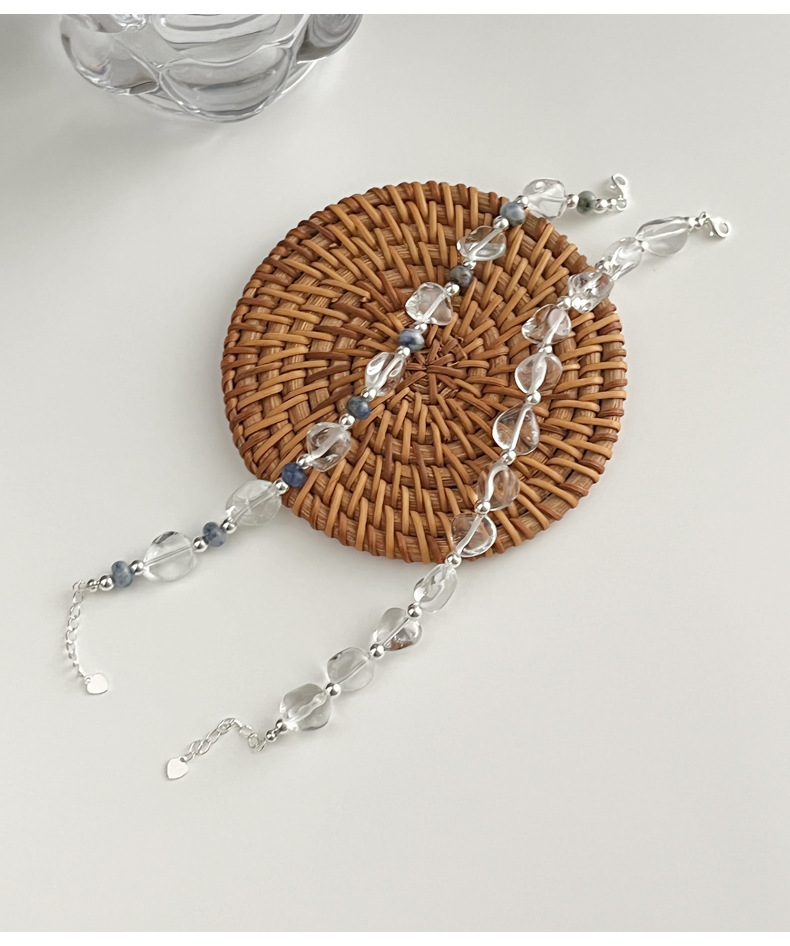 925 sterling silver irregular crystal spotted silver bead bracelet for women, simple handcrafted design, versatile beaded bracelet B3238 pic 16