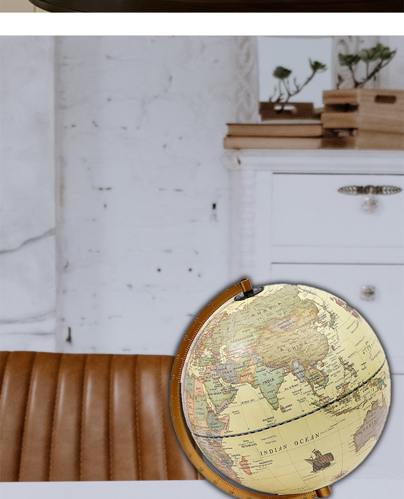 欧式高清轻奢复古大号地球仪木质底座办公室摆件创意精美工艺品详情11