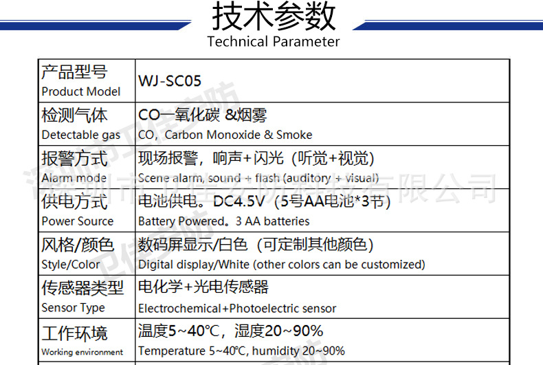 跨境新款CO&smoke烟雾和一氧化碳报警器CO烟雾探测仪二合一组合型详情3