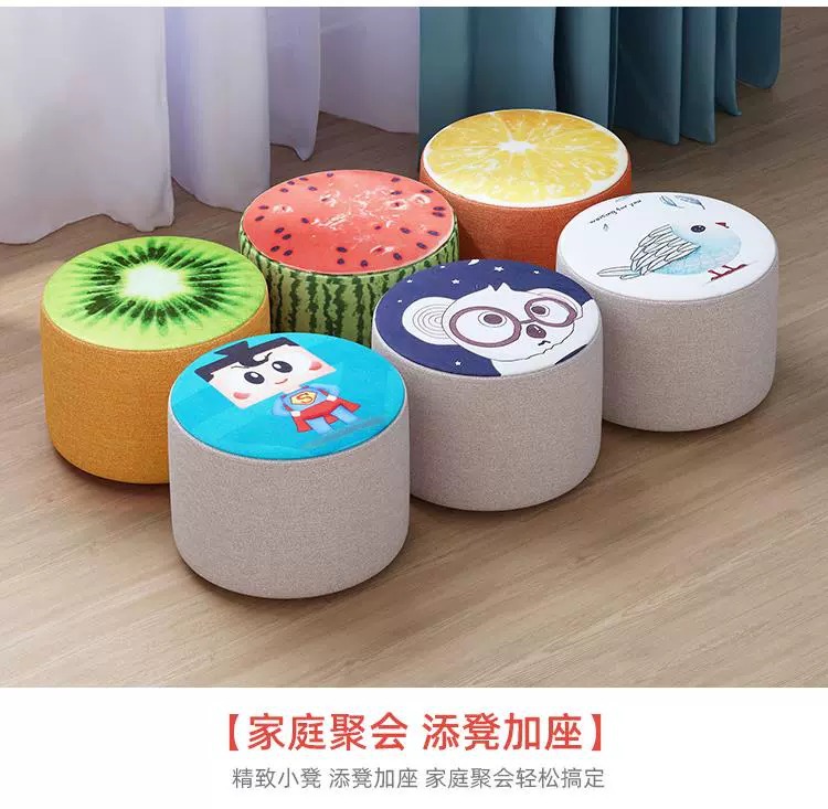 Amazon sofa stool, fashionable and creative living room, home sitting stool, small round stool, fabric stool, low stool, foot stool, shoe-changing stool pic 14