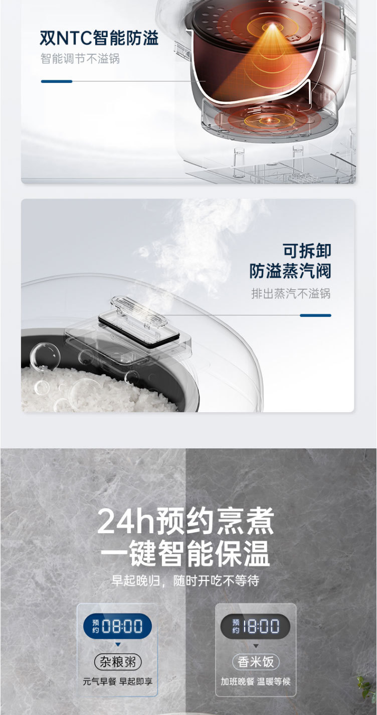 摩飞多功能电饭锅电饭煲家用3L双胆煮饭煲汤锅 和面机面包机新款小家电详情15