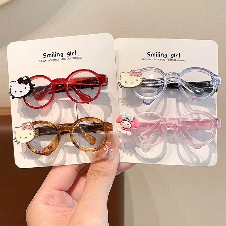 TEMU Xiyin Cross-border wholesale cartoon glasses hairpins Sweet kt cat duckbill clips Cool and trendy bangs side clips for girls pic 5