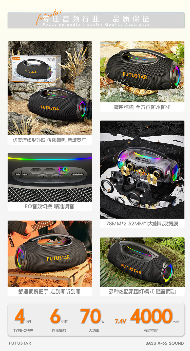 Le Xiangyu 2026 Cross-border Foreign Trade New High-power Bluetooth Speaker, Outdoor portable subwoofer, Handheld Bluetooth Speaker pic 2