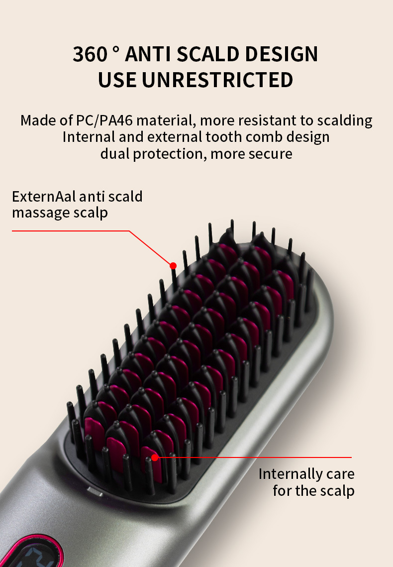 New charging hair straightening comb, wireless portable travel lazy person electric comb, negative ion non-damaging hair straightening and curling dual-purpose hair straightening device pic 6