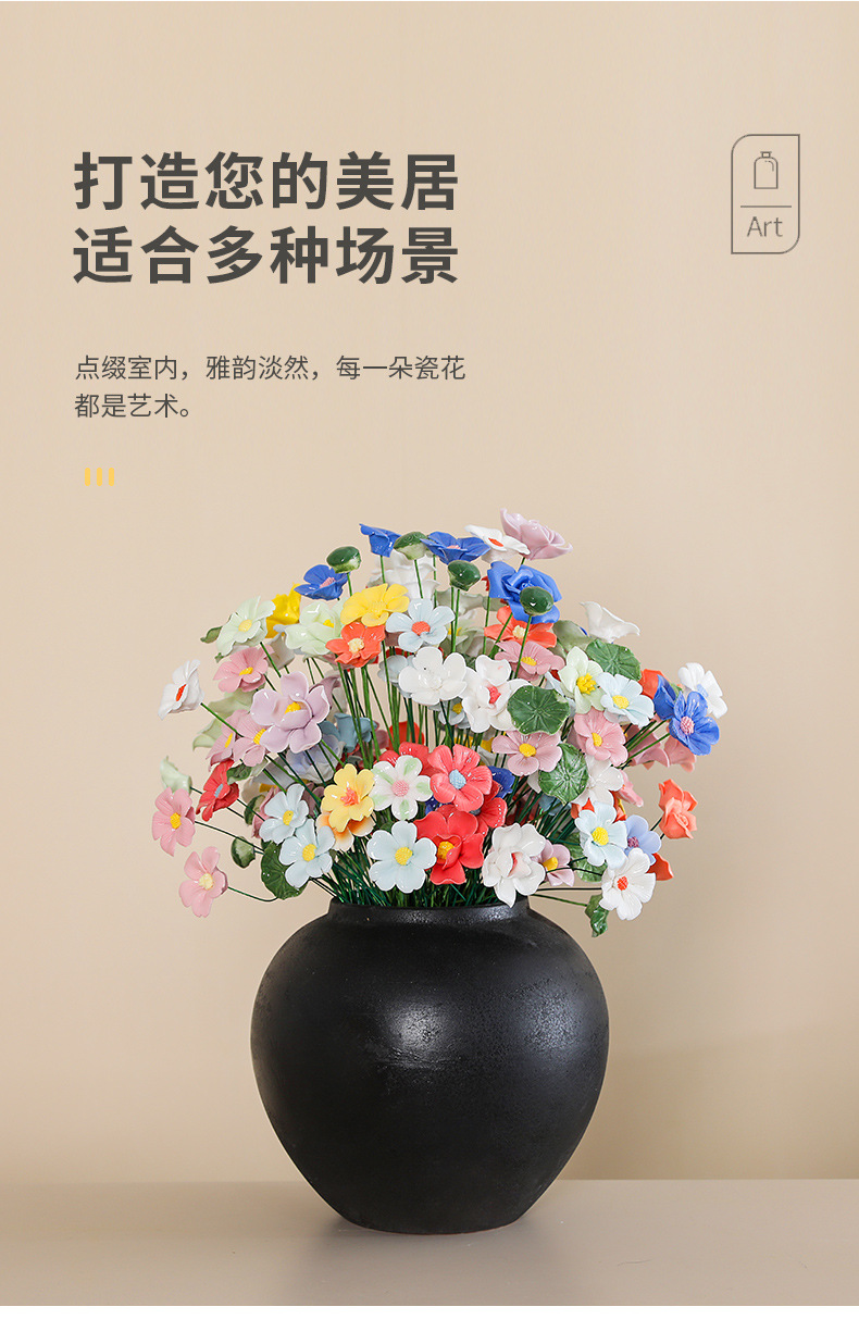 德化手工捏瓷花仿真玫瑰小花朵花束景德镇陶瓷永生花工艺摆件批发详情3