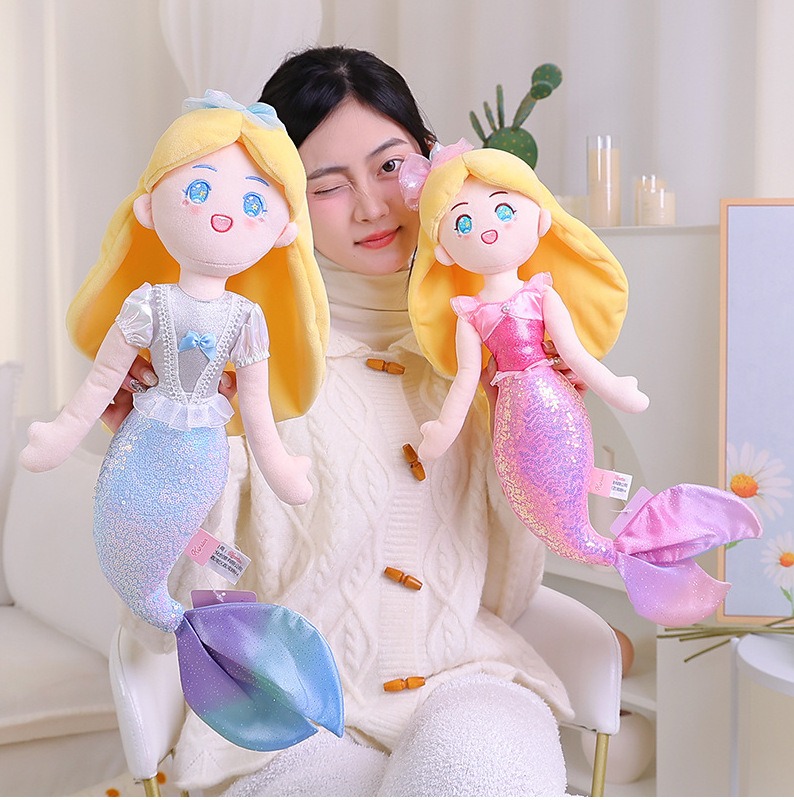 闪耀美人鱼公主布娃娃抱枕女孩玩偶可爱毛绒玩具儿童礼物陪睡公仔详情6