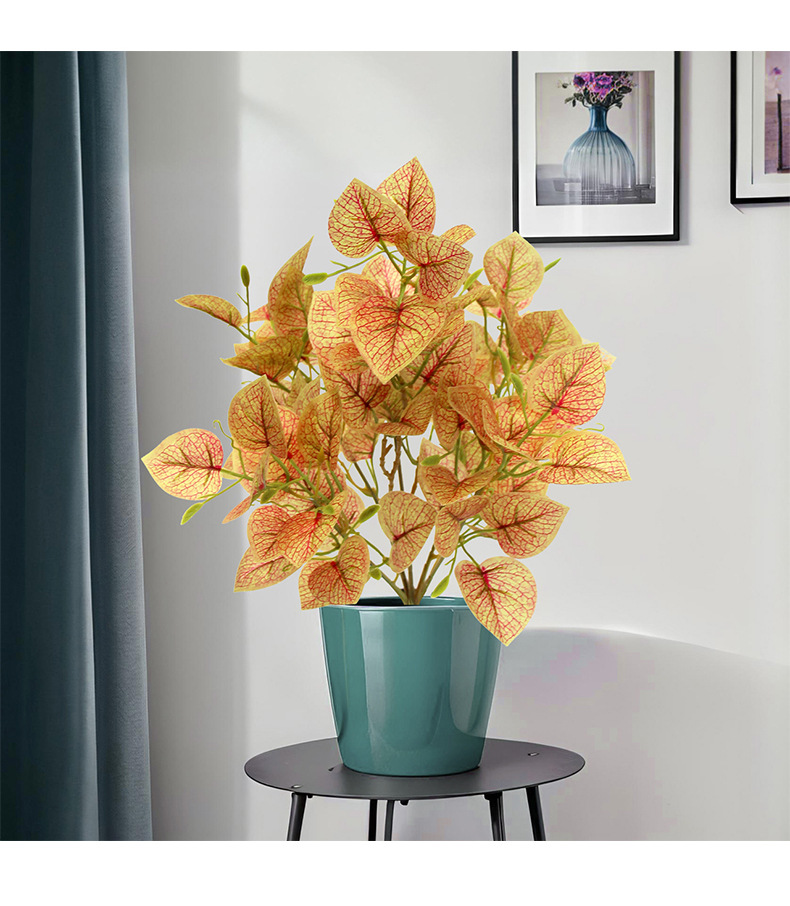 Artificial green plants, Perilla leaves, indoor multi-room desktop decoration, window display, outdoor garden landscaping, artificial bean leaves pic 8