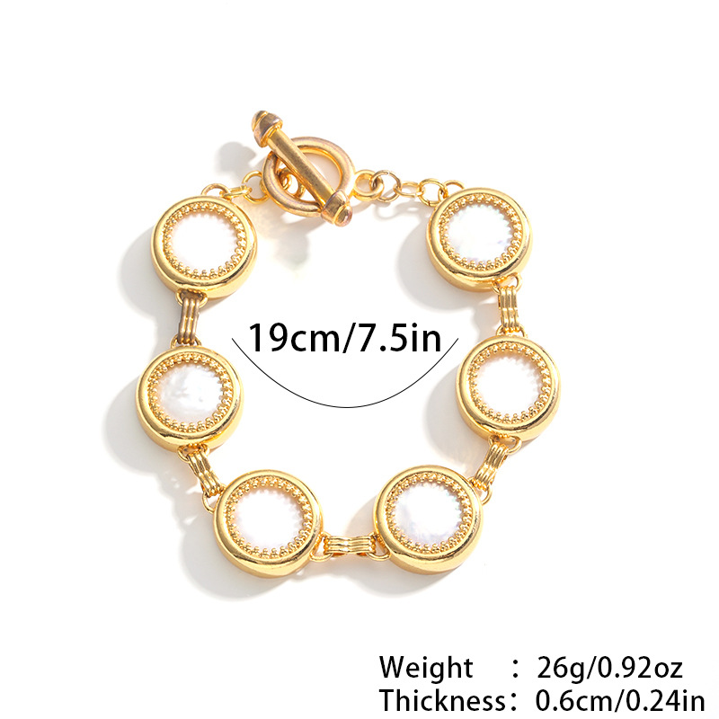 Nasha Cross-border Exclusive Jewelry Set: French Retro and High-end White Shell Roman Round Plate Pearl Jewelry Set pic 5