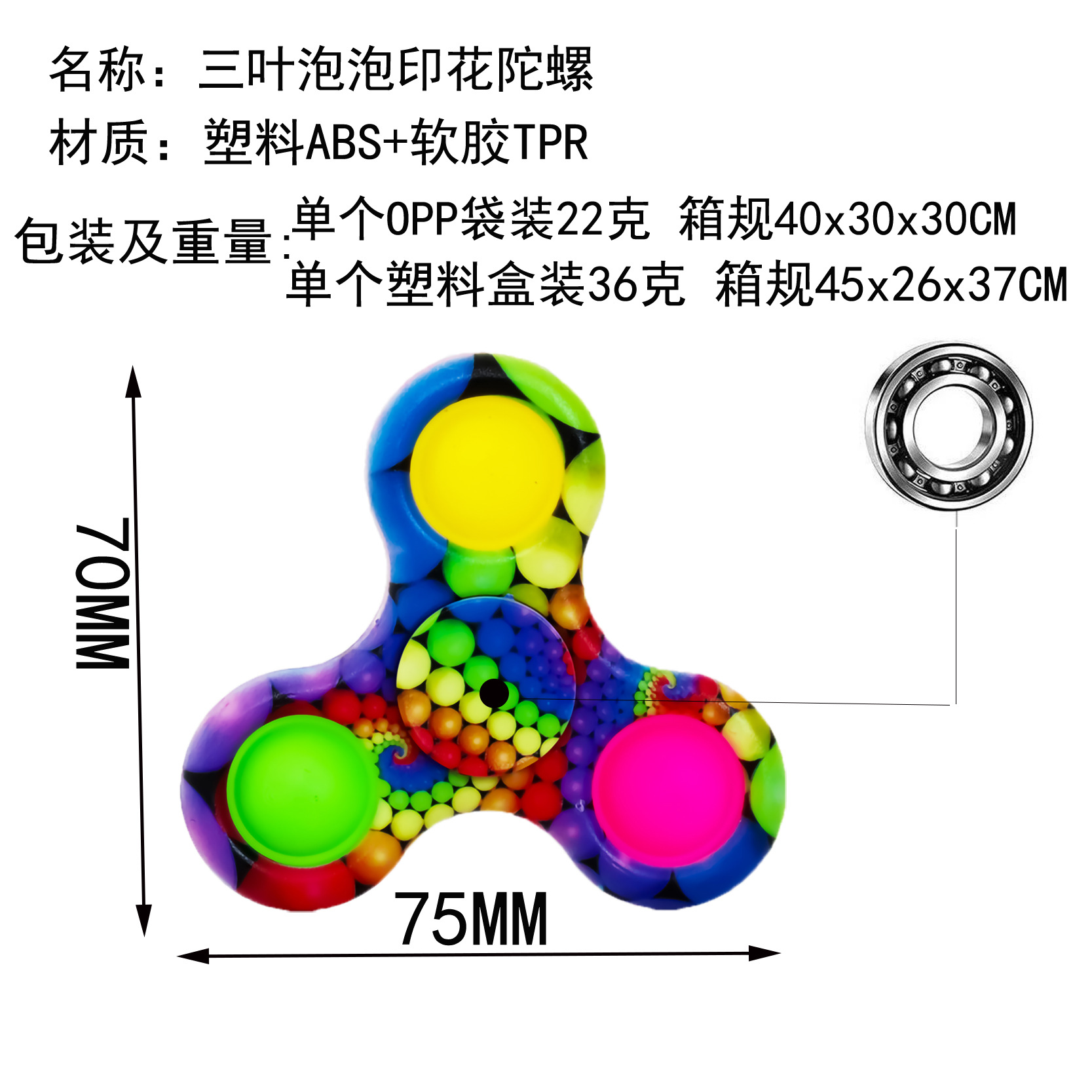 欧美彩色印花手指陀螺三叶花瓣指尖陀螺玩具减压儿童潮流解压螺旋详情1