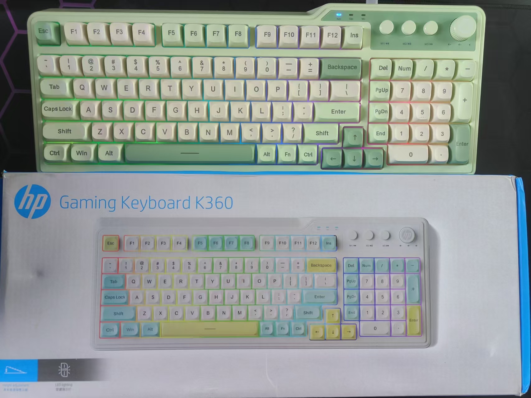 惠普K360有线键盘办公游戏家用99键便携机械手感高颜值拼色 跨境详情1