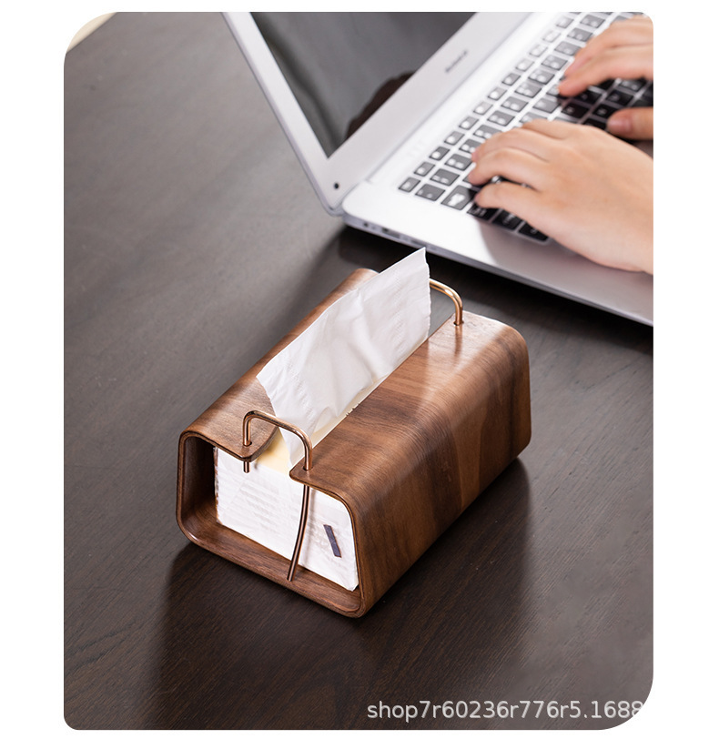 Black walnut tissue box, peach wood living room tissue box, solid wood storage box, light luxury home napkin box, tissue pic 5