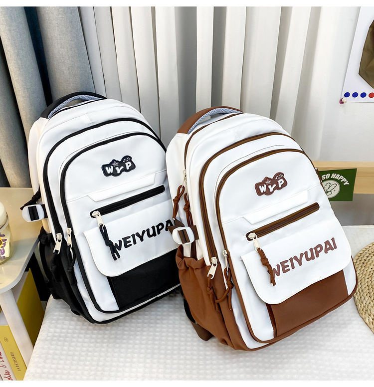 High-appearance-level color-blocking schoolbags for female junior high school students, large-capacity backpacks for high school students, multi-layered load-reducing backpacks for primary school students pic 15