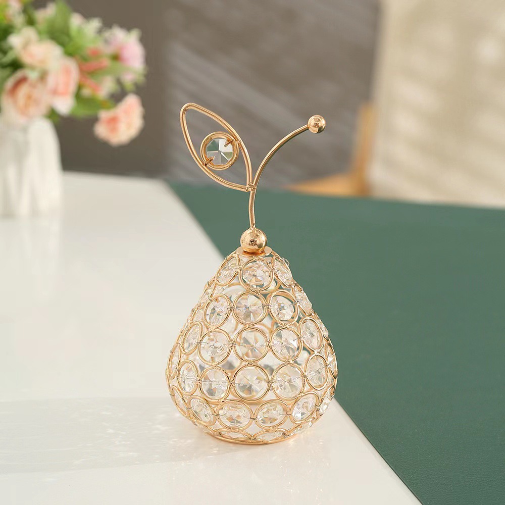 Hot-selling crystal fruit ornaments, creative apple and pineapple candlesticks, home decoration, the source factory of light luxury Nordic style pic 4