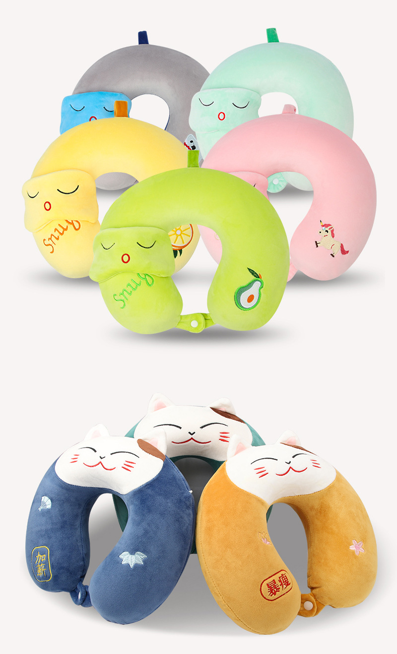 卡通U型枕记忆棉学生儿童午休枕护颈枕办公室旅行三宝可爱u形枕头详情18
