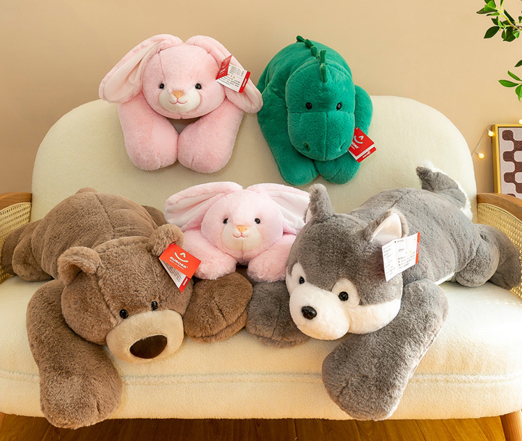 aurora软趴趴熊毛绒玩具恐龙猪哈士奇公仔抱抱熊玩偶睡觉抱枕批发详情19