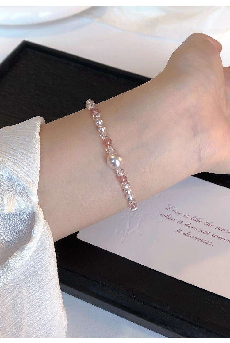 曼塔玫瑰草莓晶珍珠手链轻奢高级感手串女不掉色水晶串珠手饰批发详情5