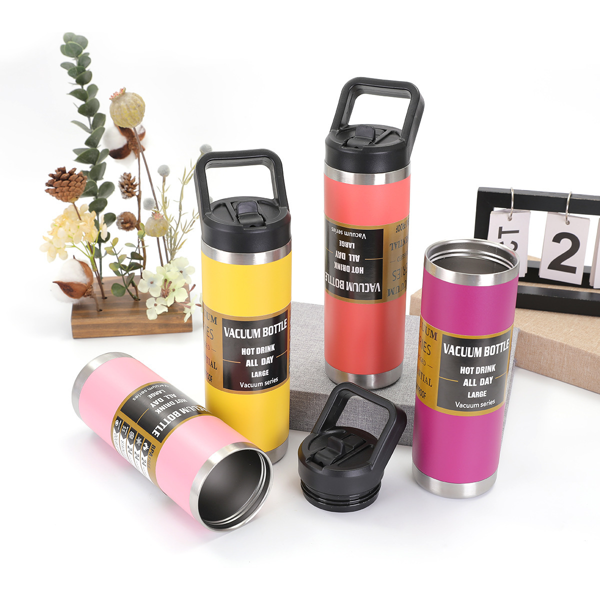 New large-capacity 304 stainless steel insulated cup for foreign trade, outdoor portable double-layer car cup, mountain climbing sports water bottle pic 2