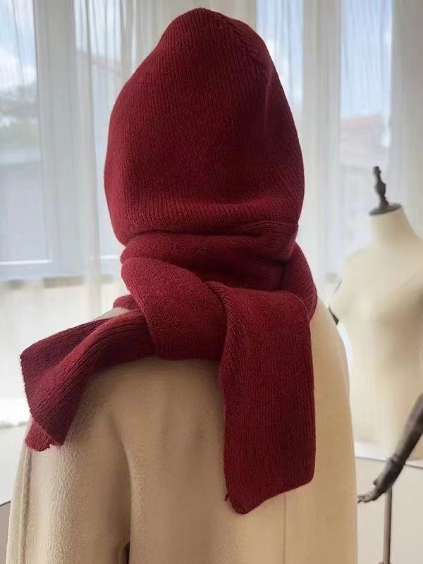 品牌【森多娜】针织帽 2025新款女士加厚披肩外搭连帽围脖一体氛围感针织围巾保暖针织帽多功能2件套 时尚保暖必备详情3