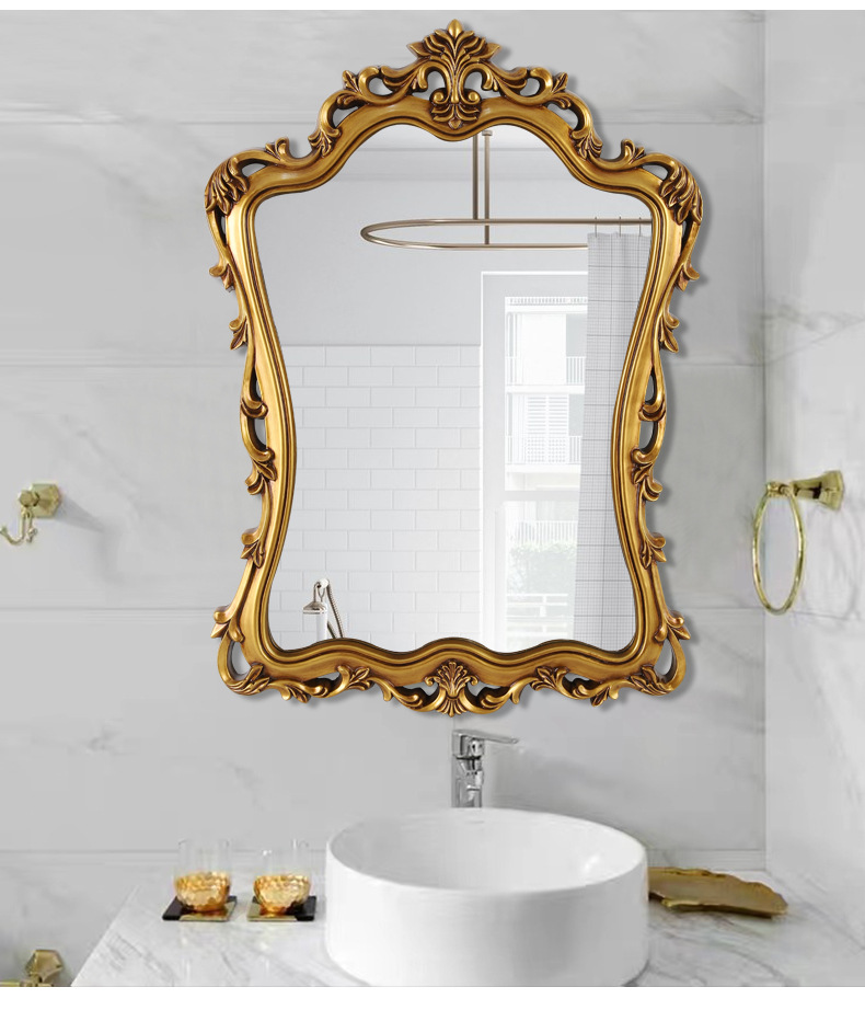 新款雕花浴室镜欧式复古美式卫浴镜酒店壁挂装饰镜梳妆卫生间镜子详情40