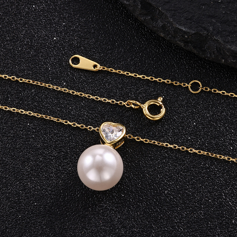 S925 All-silver Edison pearl pendant necklace, a versatile and high-end gift for women, simple and versatile, small and clear pic 2