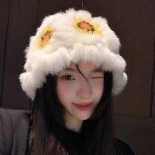 镂空花朵流苏包头帽女吊坠民族风针织套头帽薄款手工编织堆堆帽子详情7