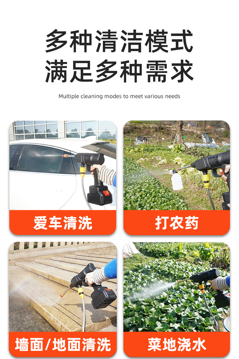 厂家直销家用便携高压水枪洗车水枪多功能充电式无线锂电洗车机详情14