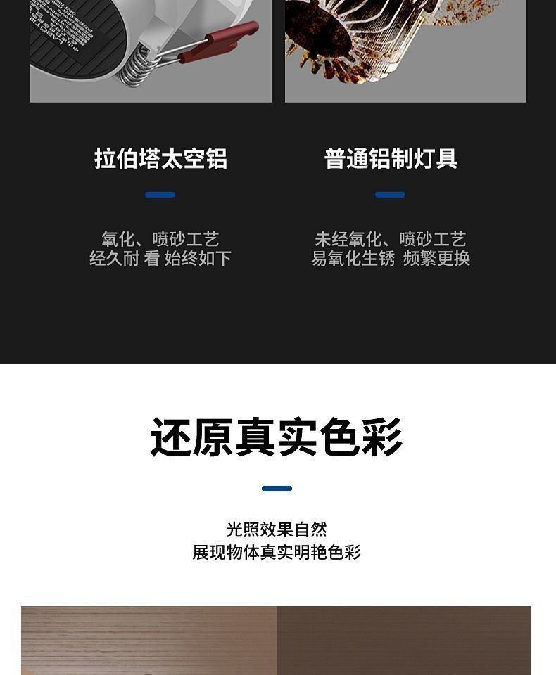 筒灯嵌入式家用led射灯暗装客厅吊顶孔洞灯简灯牛眼天花灯防眩灯详情16