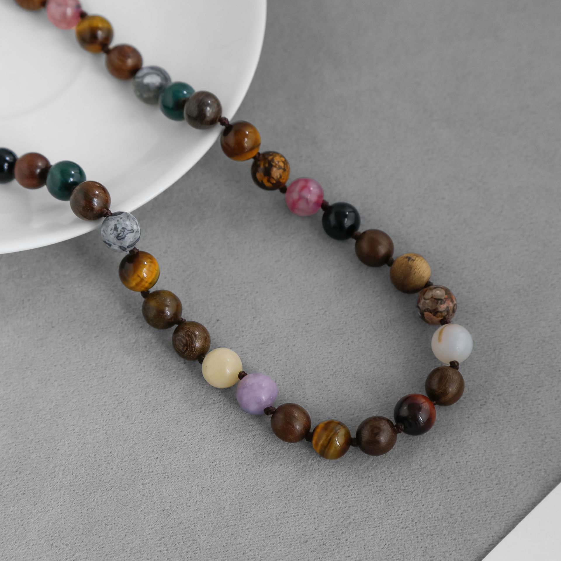 ZIXIU*家沉香木串珠项链新中式董洁同款复古天然石玛瑙串珠锁骨链详情6