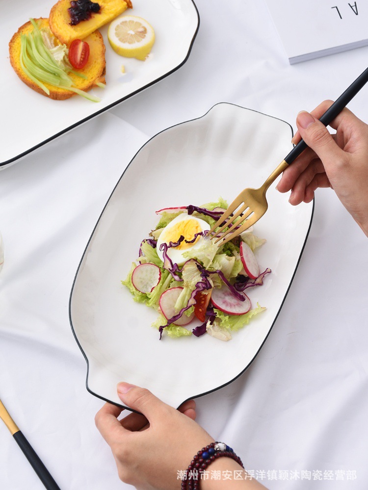 Nordic style large fish plate, ceramic underglaze color square, high-end home 2024 new steamed fish plate, vegetable plate, fish plate pic 7