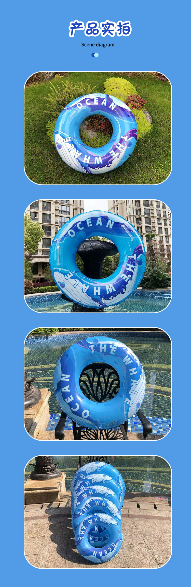 Adult and children whale swimming rings, thickened anti-rollover baby life buoys, beginner inflatable toys, swimming equipment pic 36