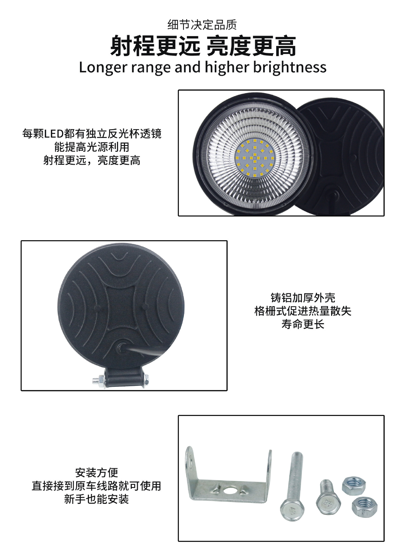 84W 4-inch circular front headlight, car spotlight, off-road vehicle headlight, high-brightness and high-brightness illumination pic 2