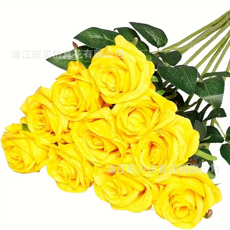 仿真绢布玫瑰花婚庆装饰仿真花七夕拍摄道具家居装饰单支假花玫瑰详情9