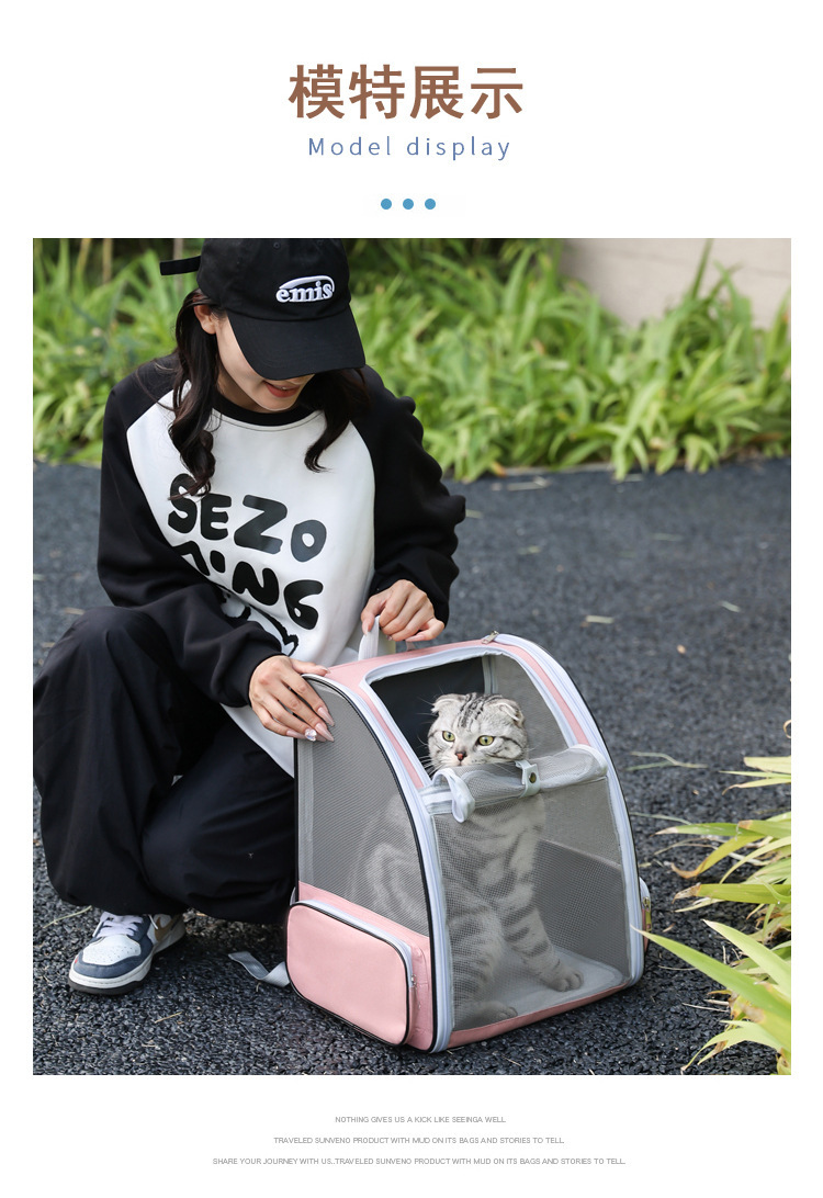 Portable breathable double-shoulder cat bag, foldable cat bag for outdoor travel pic 11