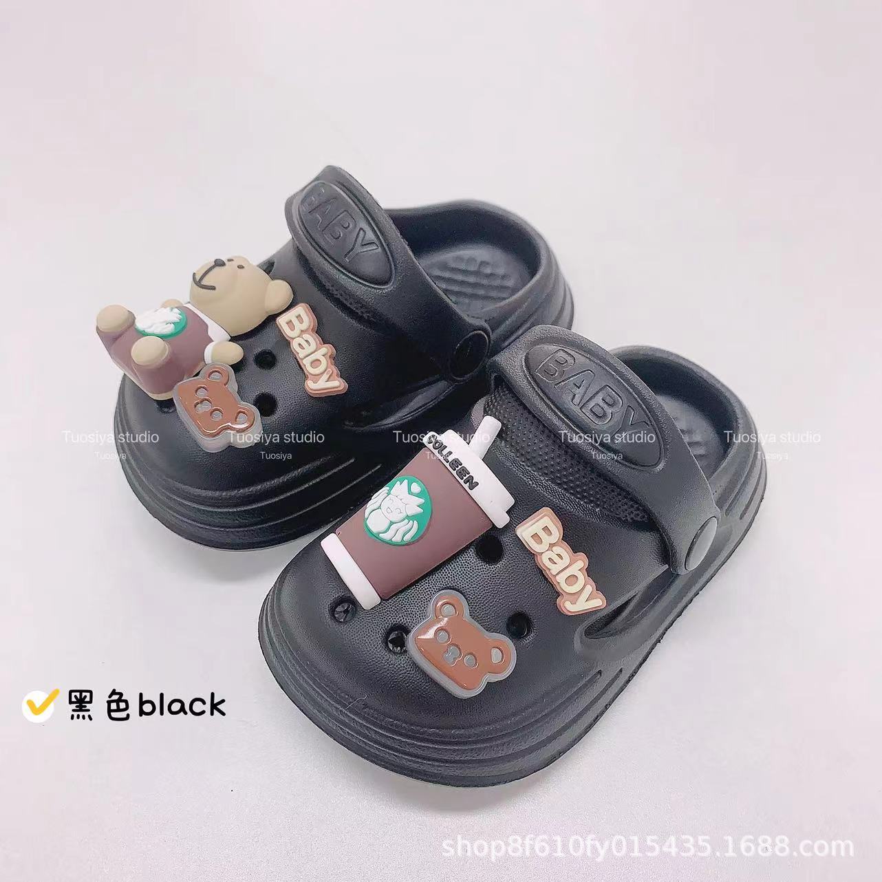 Crossover verano niños DIY té de leche oso dibujos animados bolsa cabeza agujero zapatos interior y exterior niños chicos niñas tendencia INS viento zapatillas pic 7