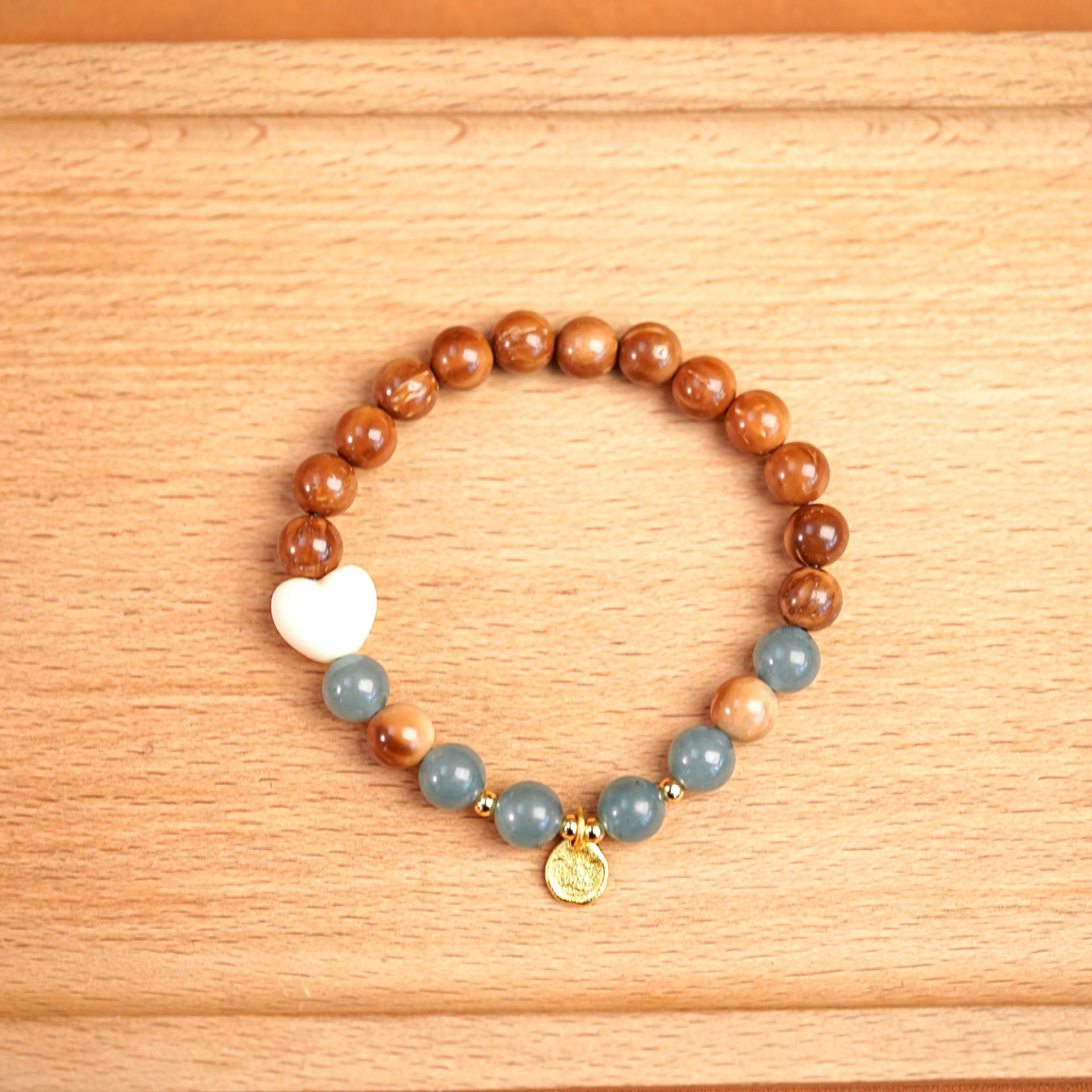 天然百香绿檀木玛瑙串珠手串新中式复古文玩手链时尚百搭男女饰品详情4