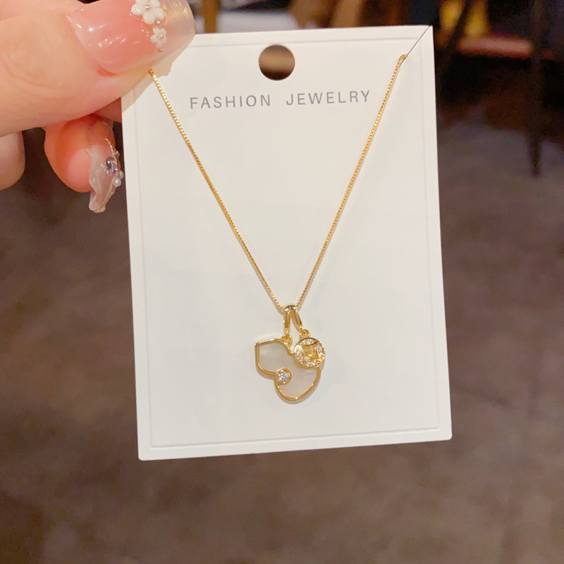 New Chinese-style fashionable shell gourd copper coin necklace, unique, light luxury, simple and versatile design sense, collarbone chain for women pic 14