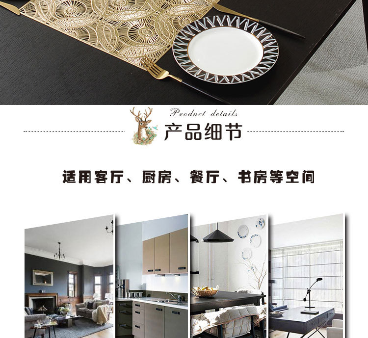 亚马逊热销PVC烫金桌旗 美式轻奢家用装饰垫餐桌长巾跨境专供详情2